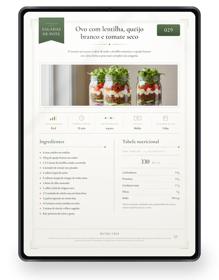Uma receita aberta no tablet